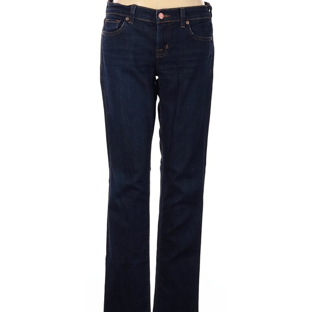 J Brand Jeans Blue Whiskering Straight Leg Cut High Rise Sz 26 #464